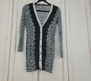 Parfait Cotton Cardigan with Black Lace Trim